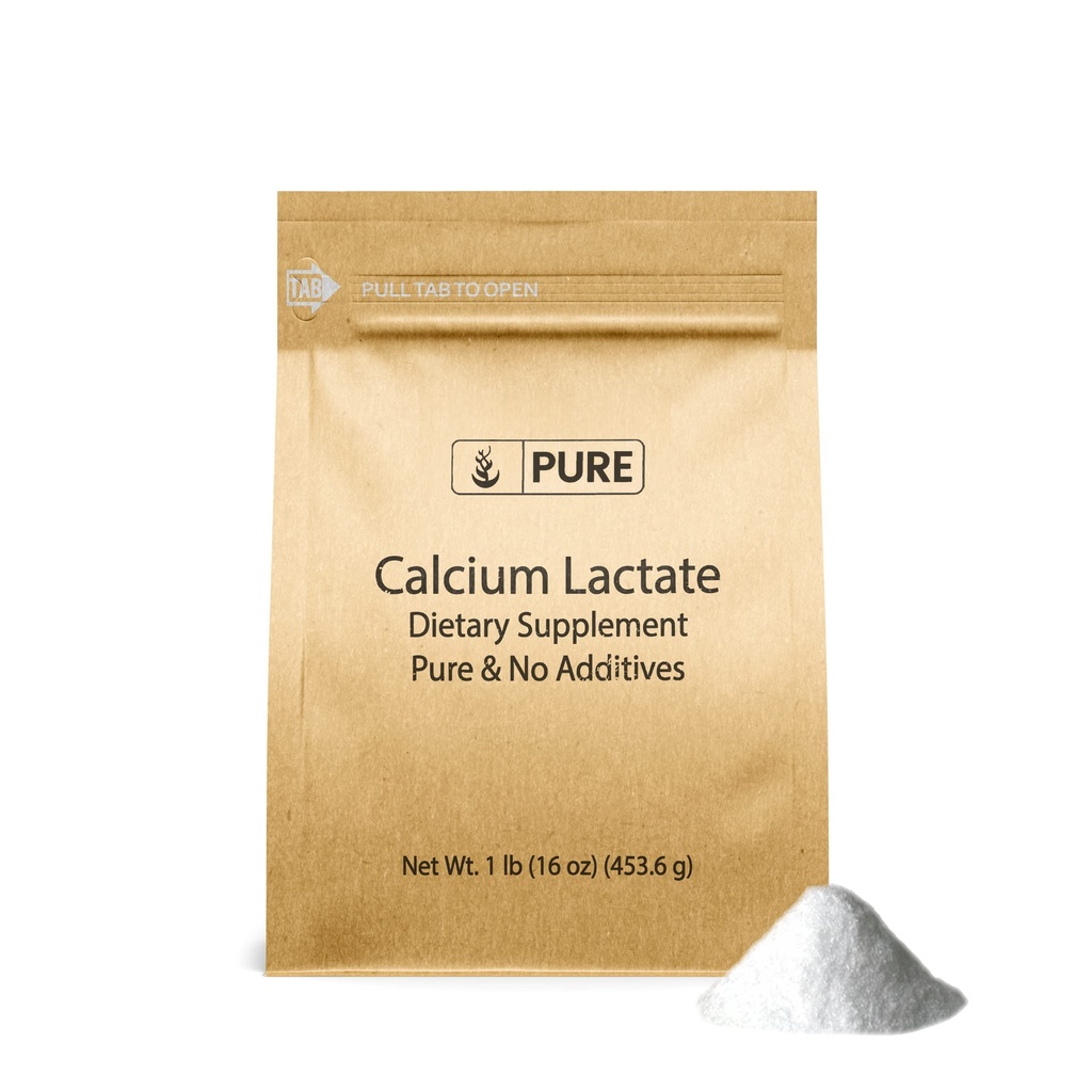Ingrédients originaux purs Lactate de calcium (1 lb) Supplément de calcium, Electrolyte, Non-OGM