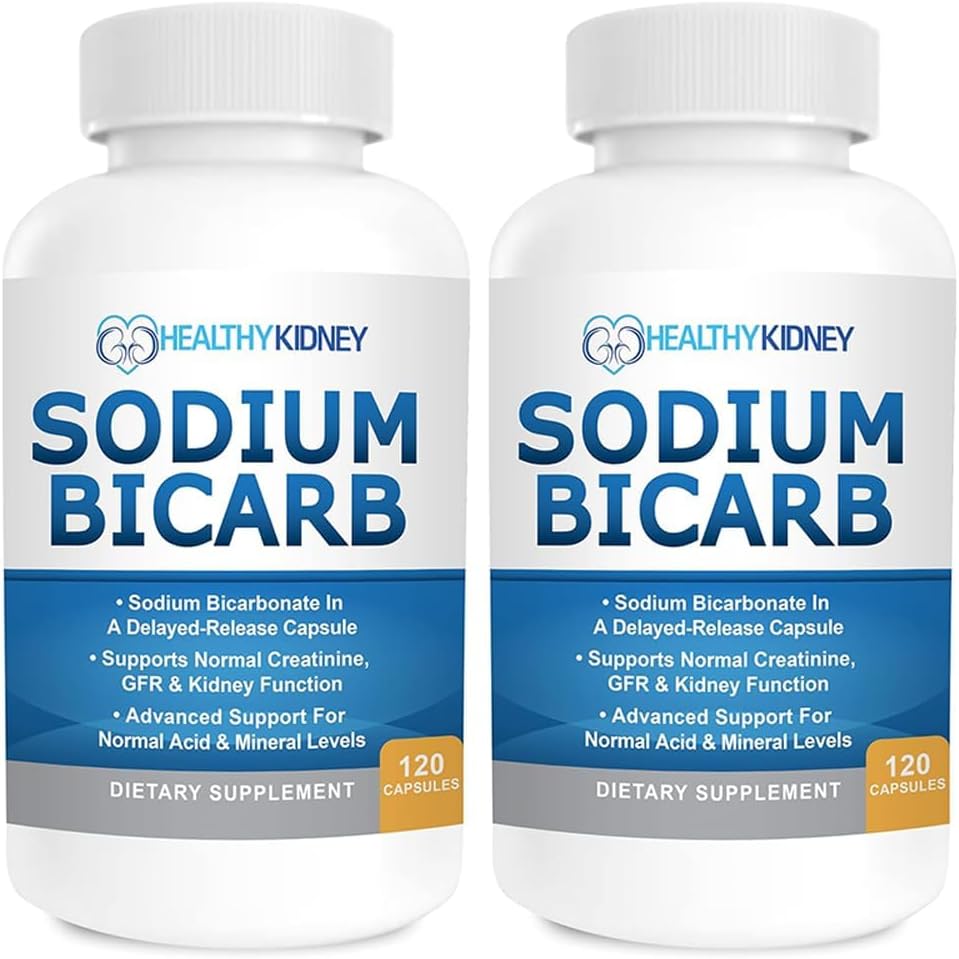 Natriumbicarbonat 650mg Kapseln Verzögerungsfreigabe für die Unterstützung der normalen Nierenfunktion & Nierenergänzung. Natriumbicarbonat für Säureentlastung, Alkalinität 120 Pillen 2-Pack