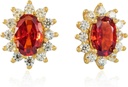 14K Gelbgold überzogen 925 Sterling Silber Rot Zirkonia Ohrringe für Damen