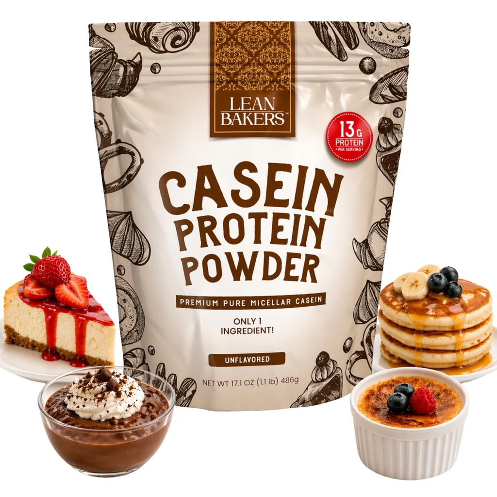 Casein Protein Powder, Pure Micellar Casein, Glutenfrei, zum Backen von hohem Protein Low Calorie Snacks, keine Süßungsmittel, 1,1lb