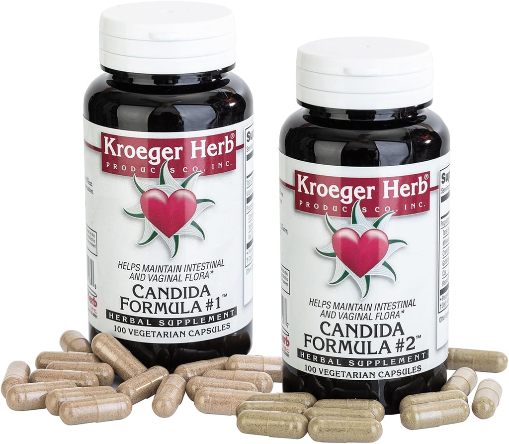 Kroeger Herb Products Candida Formula #1 and #2, Clease Supplement for Women & Men - Supports Normal Levels of Yeast and Candida
