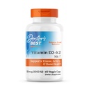 Das beste Vitamin D3 + K2 (Vitamin K2 als MK-7), unterstützt Knochen, Gewebe und arterielle Gesundheit, Calciumabsorption • Nicht-GVO • Glutenfrei • Vegetarisch, 5000 IU, 60 Veggie Caps