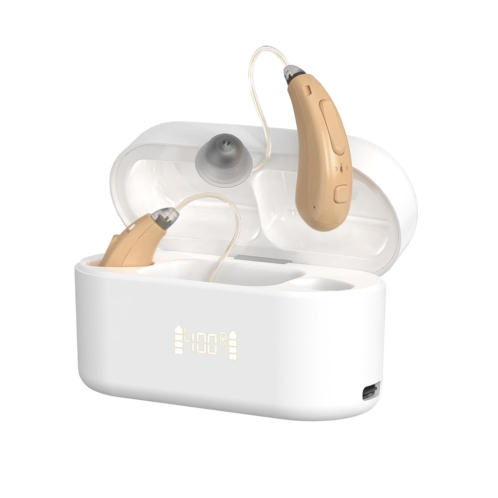 Hörgeräte für Senioren, wiederaufladbare 16-Channel OTC Hörgerät für Erwachsene Hörverluste, Hörgerät mit Advance Noise Cancelling, Superior Sound Quality, Auto-On/Off
