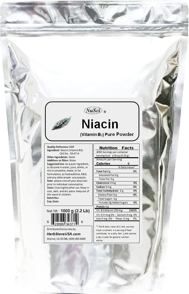 Niacine Vitamine B3 Poudre pure (1000 grammes (2,2 lb))