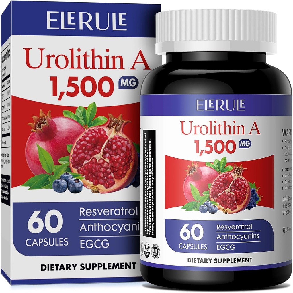 Urolithin Eine Ergänzung 1000 mg Plus Trans-Resveratrol, Anthocyanine, Grüner Tee,Gesundes Altern fördern,Unterstützt Cellular und Energie für Männer & Frauen, 60 Kapseln-52