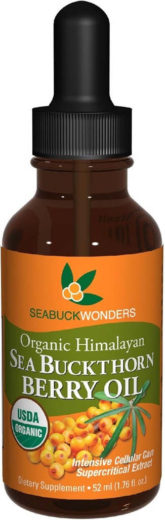 SeabuckWonders Sea Buckthorn Berry Oil, 100% Certified Organic, 1.76 FL OZ Bottle (Pack von 12)