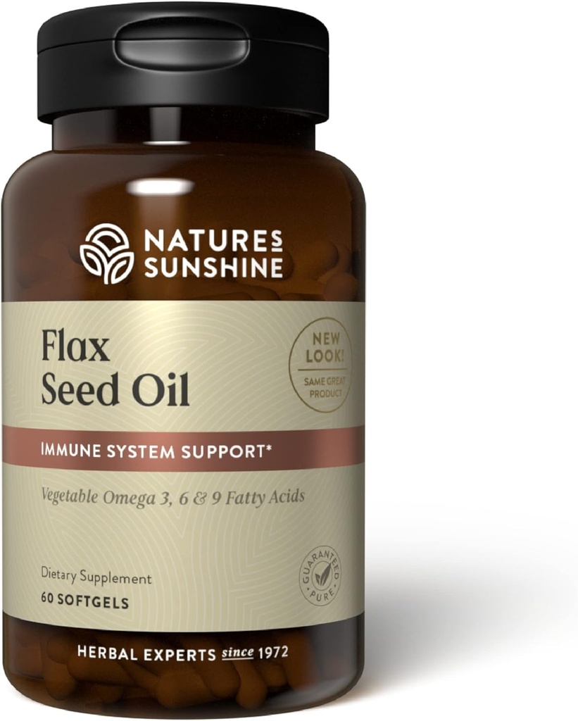 Nature's Sunshine Flax Seed Oil, 60 Softgels | Hervorragende Quelle von Herz-Gesundheit Fettsäuren, Enthält Lignane, die helfen, Immunität zu stärken und Brust- und Prostatagesundheit zu unterstützen