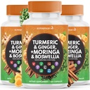 Turmeric Moringa 50000mg Supplement | Ginger Boswellia 3000mg Saffron 2000mg Holy Basil- Joint Support Supplement für Frauen und Männer mit Ceylon Cinnamon, Quercetin, Tart Cherry- 360 Count