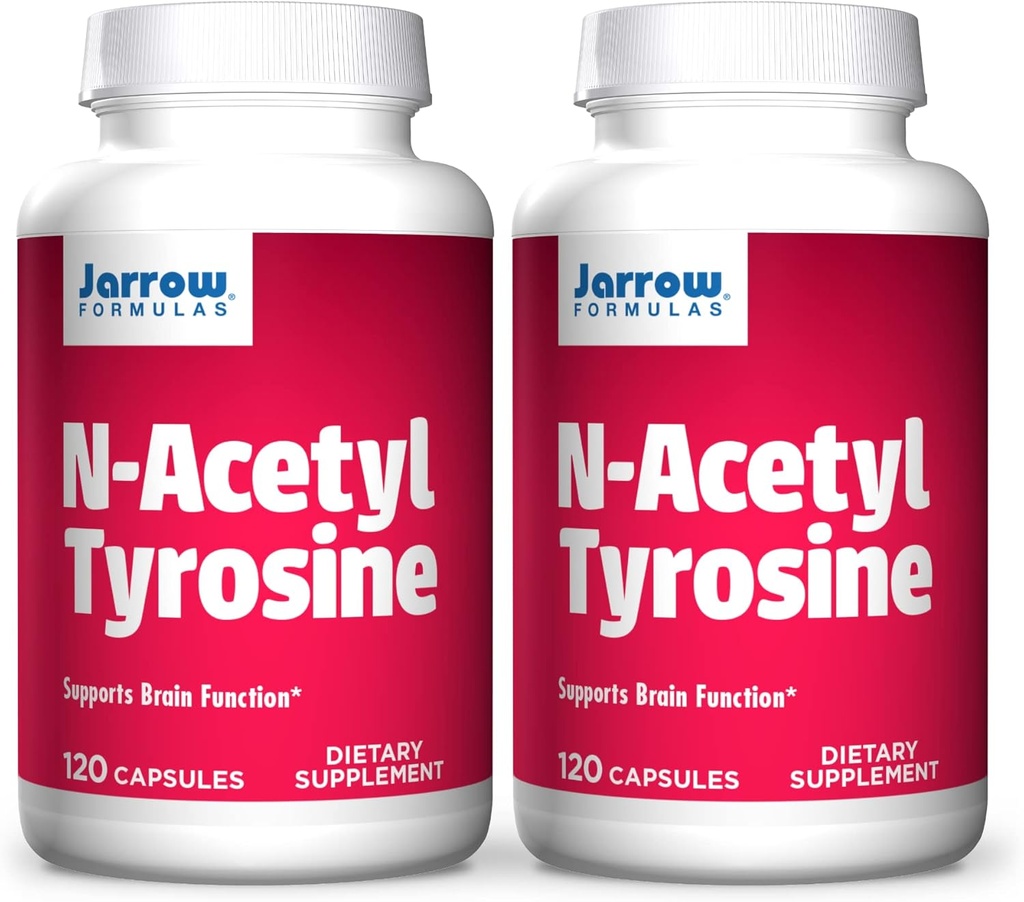 Jarrow Formulas N-Acetyl Tyrosin 350 mg - 120 Kapseln, Packung mit 2 - Unterstützt Gehirnfunktion - Enthält Vitamin B6 für Aminosäure-Mebolismus - 240 Gesamt Servierungen