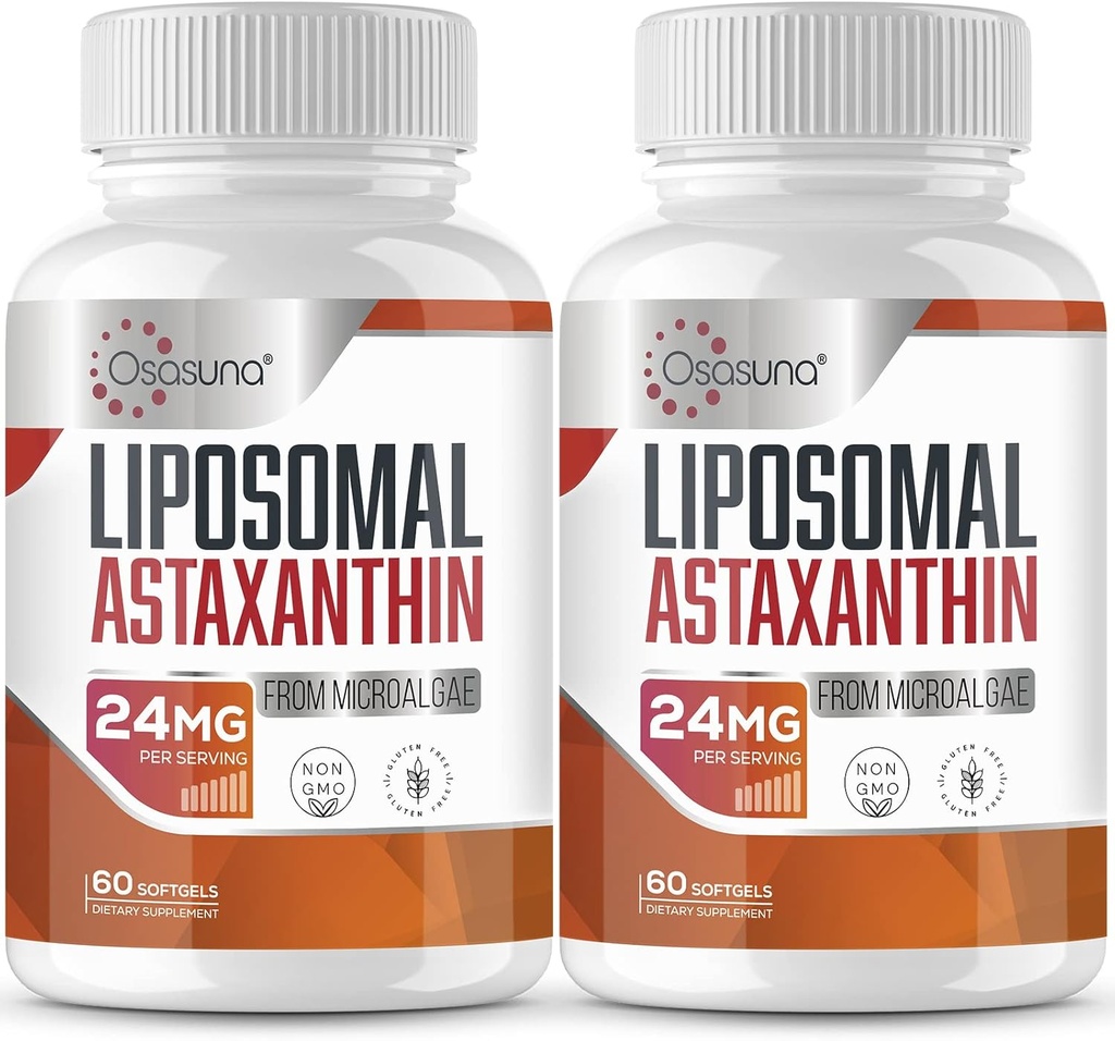 Liposomal Astaxanthin Supplement 24MG, Maximale Absorption, Antioxidans Stärker als VIT C, Non-GMO & Glutenfrei - 120 Softgels(4 Monate Versorgung)