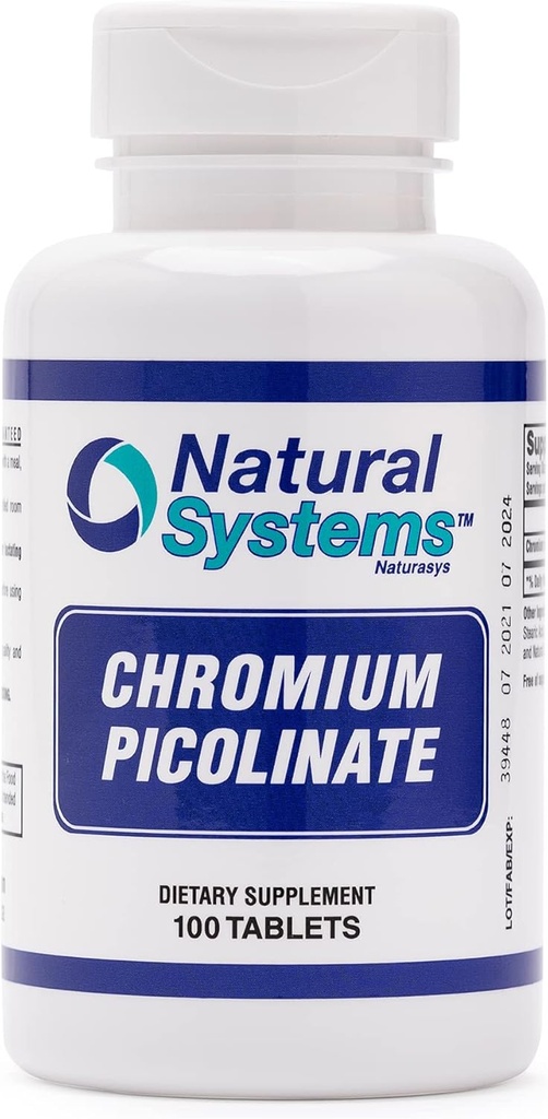 Chromium Picolinate 200 Mcg 100 Tabletten von natürlichen Systemen - Chrom-Ergänzungen für aktiven Lebensstil - Ausgezeichnete Absorption Chrom-Ergänzung - Non Sugar Chromium Kapseln