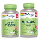 SOLARAY Oil of Oregano Softgels and Echinacea, VIT C & Zinc Immune Support Supplément - Oregano Oil and Echinacea Capsules w/Vitamine C 500mg Plus Bioflavonoïdes, végétalien, garantie de 60 jours, 120ct/180ct