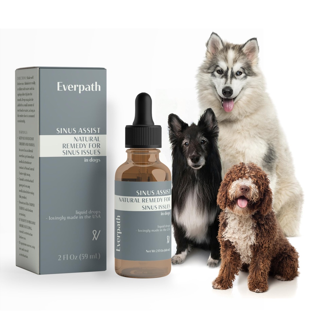 Everpath Sinus Unterstützung für Hunde - 2 flüssige Unzen/60mls | USA Made | Unterstützt Sinus Gesundheit und Relief | Relief für Allergien, Congestion & Acute Sinusitis | Natürliche Lösung für Haustiere