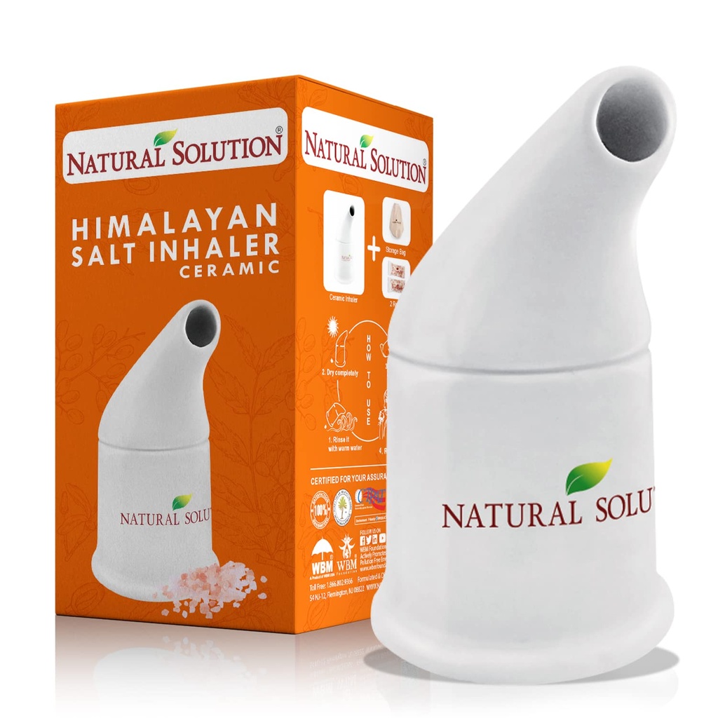 Solution naturelle Inhalateur de sel de l'Himalaya en céramique avec sel rose de l'Himalaya – Une façon simple et naturelle de profiter d'une expérience rafraîchissante et apaisante de sel