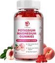 Kalium-Magnesium-Gummi-Gummi-Gummi-Gummi-Zitrat 200mg Plus Omega 3, B6, D3, K2 & Calcium - Kaubare Gummy für Immunität & Energie - Peach Flavor - 60 Count