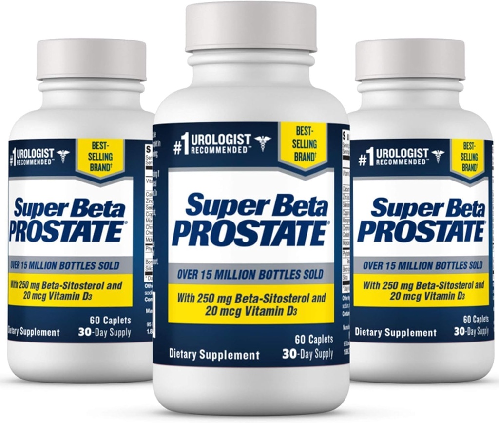 SUPER BETA PROSTATE Support Supplement für Männer Gesundheit - Reduzieren Sie Badausflüge, fördern Sie Schlaf, bessere Blasen Leeren & Gesunde Prostata, Beta Sitosterol - 60 Count (Pack von 3)