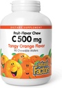 Facteurs naturels, Vitamine C 500 mg, Kids Chewable to Support Healthy Bones and Teeth, Tangy Orange, Vegan, Non-OGM, 90 gaufrettes (90 portions)