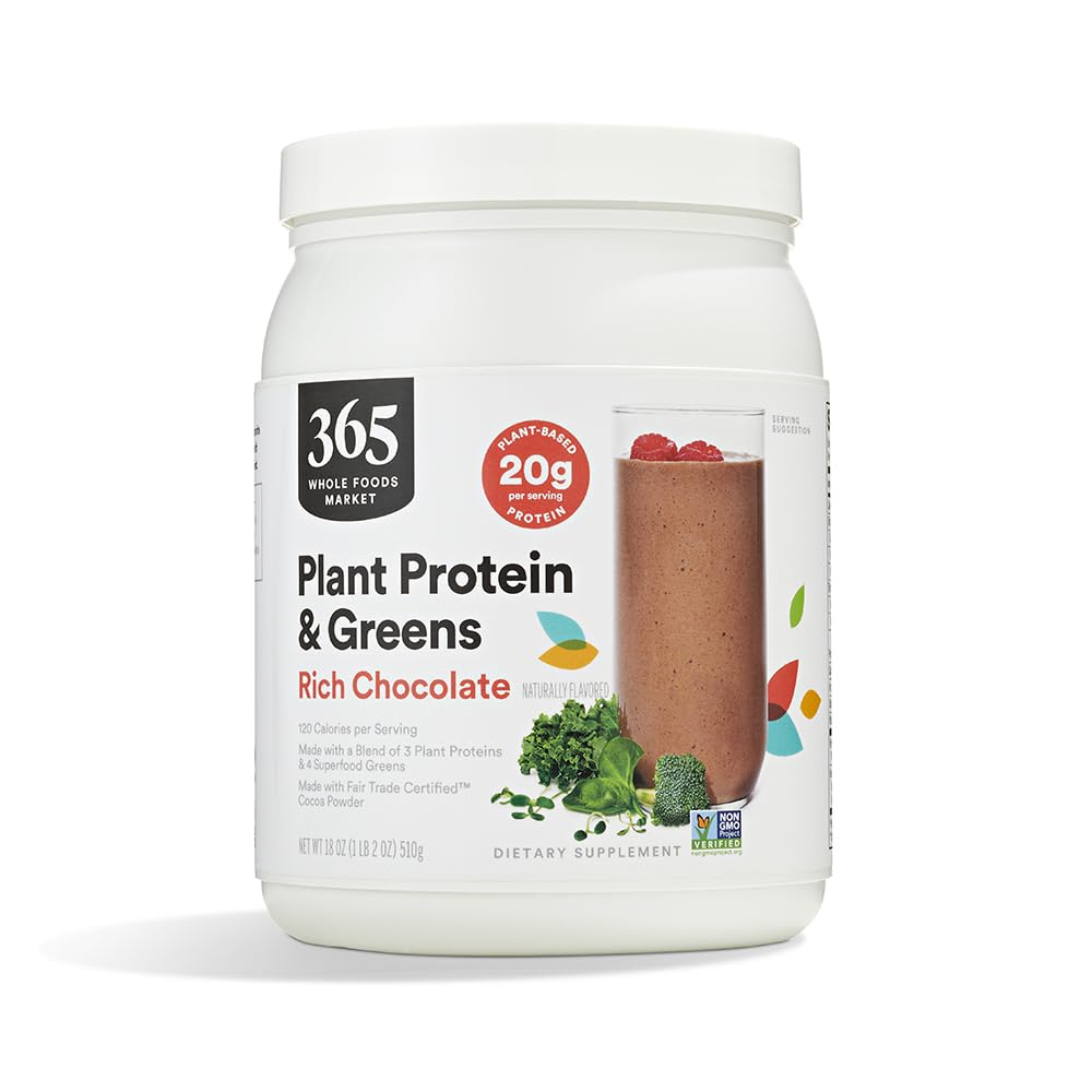 Marché des aliments entiers, protéines végétales et verts, chocolat riche, 18 oz