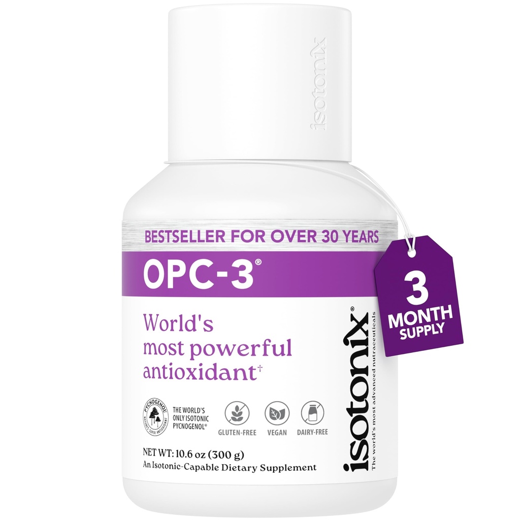 OPC-3 Isotonix - Antioxidante Ergänzung - Pycnogenol, Trauben-Sädtchen-Extrakte, Bilberry, Rotwein & Pine Bark-Extrakte - für Herz- und Kreislaufunterstützung - Isotonisch, Vegan, Glutenfrei - 90 Portionen