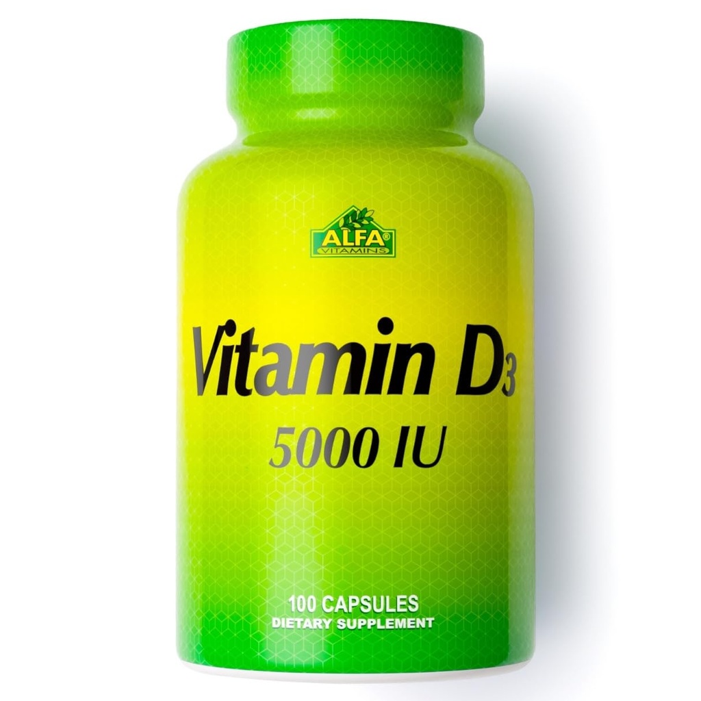 ALFA VITAMINS Vitamin D3 1000 IU-Ergänzung, unterstützt Immun-Gesundheit, Calcium-Absorption, Gesunde Knochen & Gelenke, Nahrungsergänzung für tägliche Wellness, Non GMO, Glutenfrei, 100 Kapseln