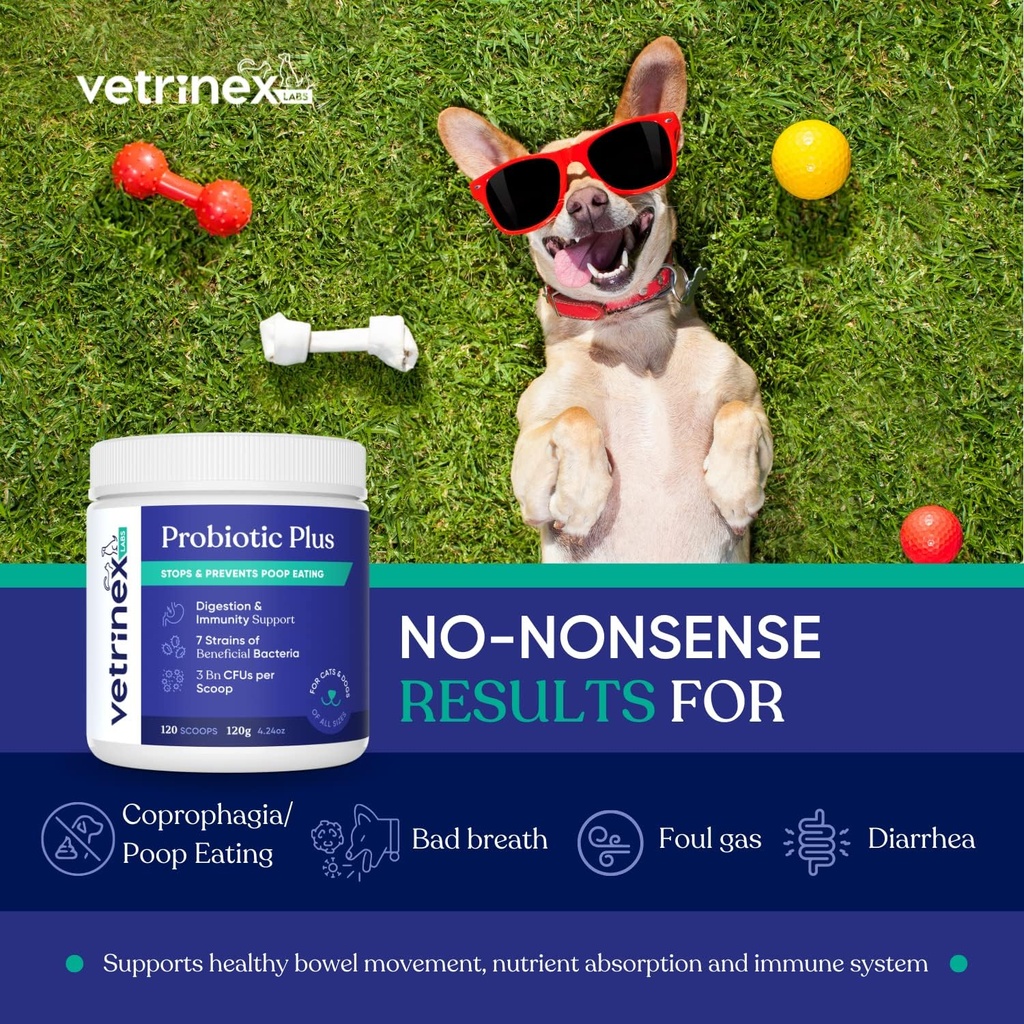 Coprophagia Poop Eating Deterrent & Prevention, Stop & Prevent Stool Eating Treatment - Probiotics for Dogs, Cats and Puppies - Verbietet den Hund von Essen Poop - Probiotic Powder (120 GMS)
