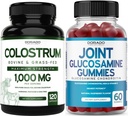 Colostrum (120 Count) Bovine Colostrum Capsules für Erwachsene und Glucosamin Chondroitin (60 Gummi) Joint Supplements für Männer und Frauen mit köstlicher Himbeere Flavor - Vegan Safe & Made in USA