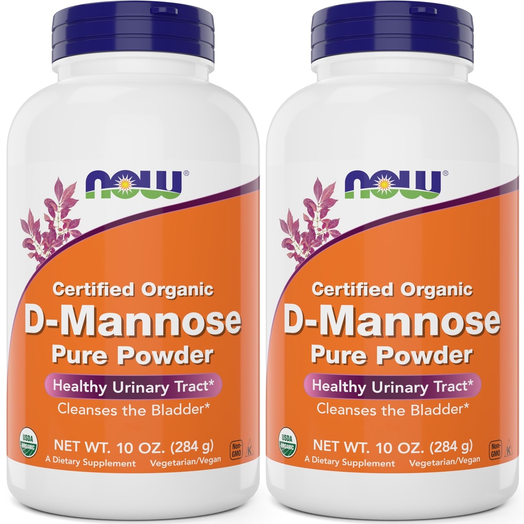 NOW Foods Pure, Organic D-Mannose 10 oz Powder (Pack of 2) - Bladder Cleanse and Urinary Tract Health Supplement - Non-GMO - Vegan Friendly - 2000mg / 2 Grams per Serving