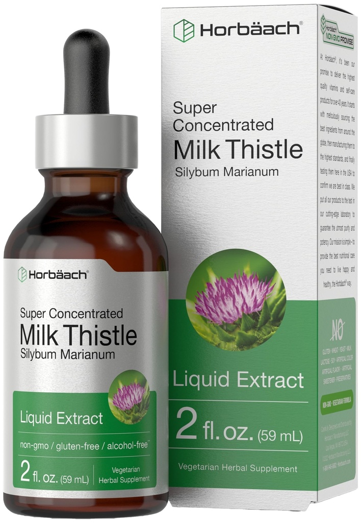 Horbäach Milchdistel Extrakt Flüssigkeit | 2 fl oz | Alkoholfrei | Vegetarisch, Non-GMO & Gluten Kostenlose Ergänzung
