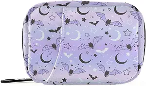 Pille Box Purple Bat Moon 7 Tage Pille Fall Reisen Pille Organizer Tasche mit Reißverschluss Tragbare Wöchentliche Vitamin Medizin Ergänzung Halter Tasche