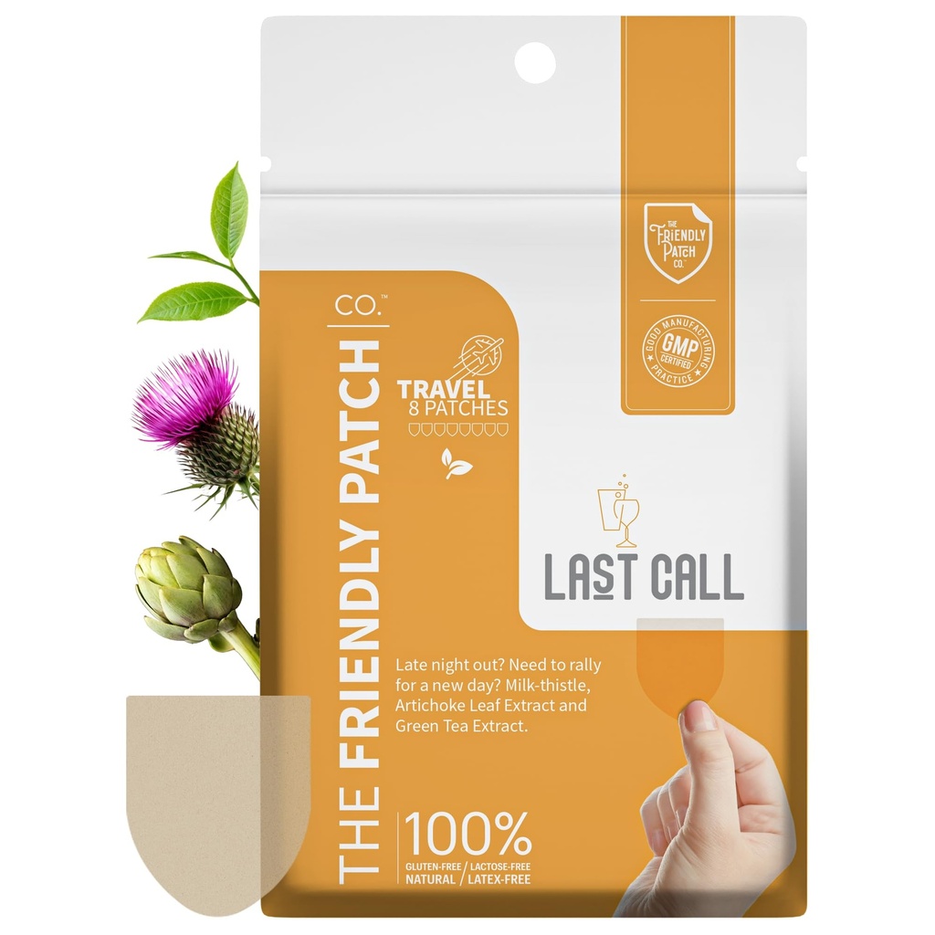 The Friendly Patch Last Call Patch - Late Night Out - Plant Powered Wearable Patches mit Vine Tea, Caffeine, Milk Thistle, Artichoke Leaf Extract - Wellness 8 Pack