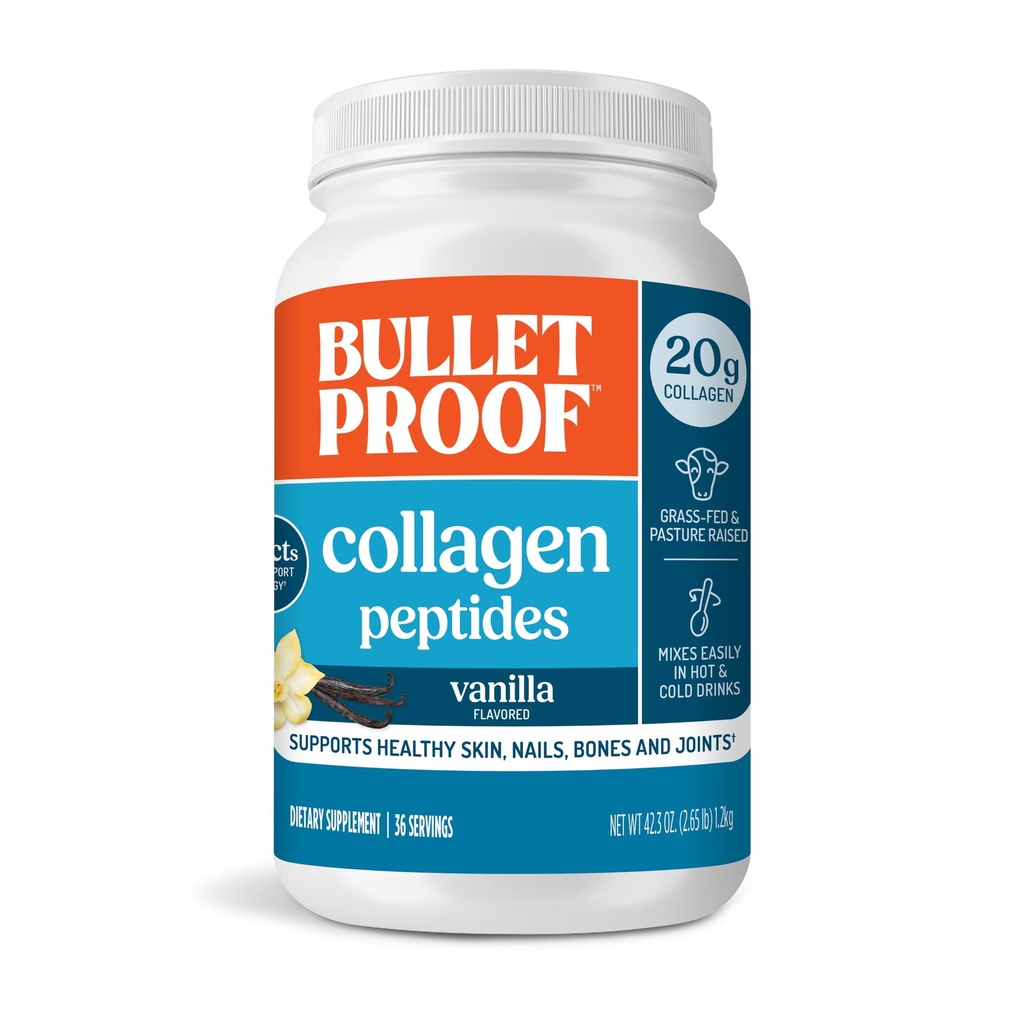 Poudre de protéines de collagène à l'épreuve des balles avec huile MCT, 19g de protéines, 42.3 Oz, taille de la valeur, peptides de collagène et acides aminés pour une peau, des os et des articulations saines