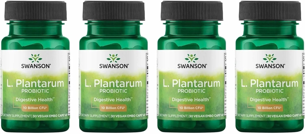 Swanson L. Plantarum - Verdauungsergänzung Gastrointestinal Balance & Bowel Regularity fördern - Natürliche Formel, um Bloating zu reduzieren - (30 Veggie Kapseln) 4 Pack
