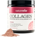 NatureWise Poudre de collagène végétalien - Formule booster pour cheveux, peau et ongles sains avec acide hyaluronique, vitamine C et E, protéines - Mélange d'arôme de baie - Sans lait, sans OGM - 15 portions