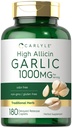 Carlyle Knoblauch Ergänzung 1000mg | 180 Caplets | Odorless Pillen | High Allicin Extrakt | Vegetarisch, Non-GMO & Gluten Kostenlos