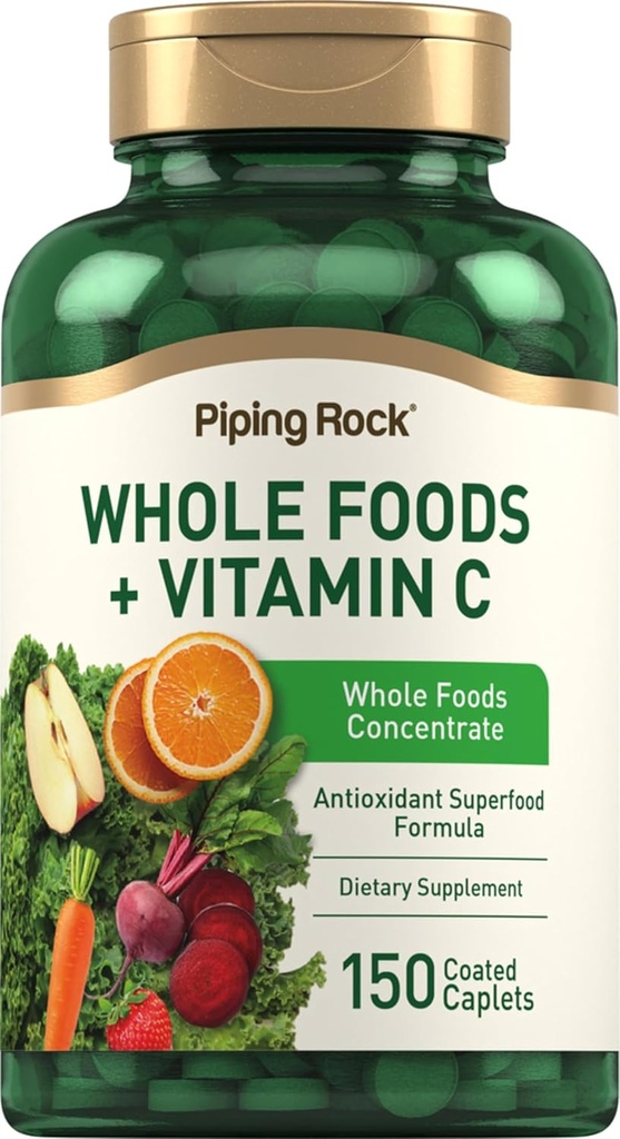 Piping Rock Ganze Lebensmittel Vitamin C | 150 Kapseln | Superfood Mischung | Vegetarisch, Non-GMO, Gluten Kostenlose Ergänzung