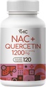 VHC NAC Supplement,Acetyl L-Carnitine1200mg Plus Quercetin, Optimum Dose (1200mg + 100mg), 2 in 1 Dual Action Formel N-Acetyl-L-Cystein mit Quercetin, für Respirator, Liver, Immune, Made in USA