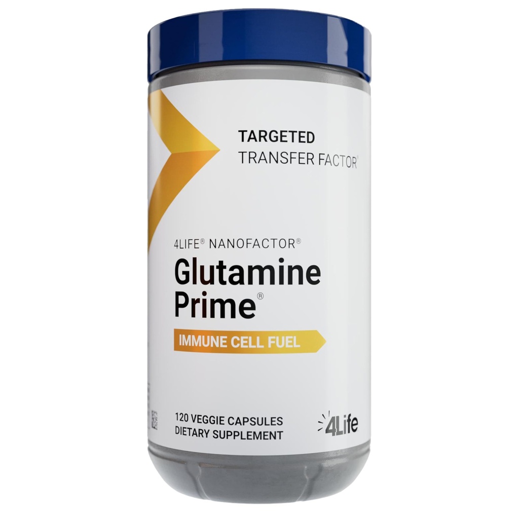 4Life Glutamine Prime - Kraftstoffe Immunzellen mit Glutamin und Enhance Zellkommunikation mit NanoFactor - Wellness und Energie - 120 Veggie Kapseln
