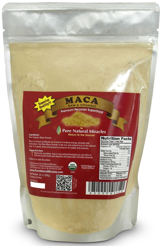 Bio Peruvian Maca Root Powder (16 oz) - Raw & Nährstoff-Dense Adaptogenic Superfood - unterstützt Energie, Hormonal Balance & Endurance - Non-GMO, Gluten-Free & Vegan Wellness Booster