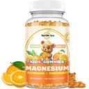 Magnésium complexe Gommies pour les enfants et les adultes- Supplément de magnésium Glycinate- Soutenir le soulagement du stress calme, les os, l'humeur végétalien- sans sucre orange saveur, 60 Gummies