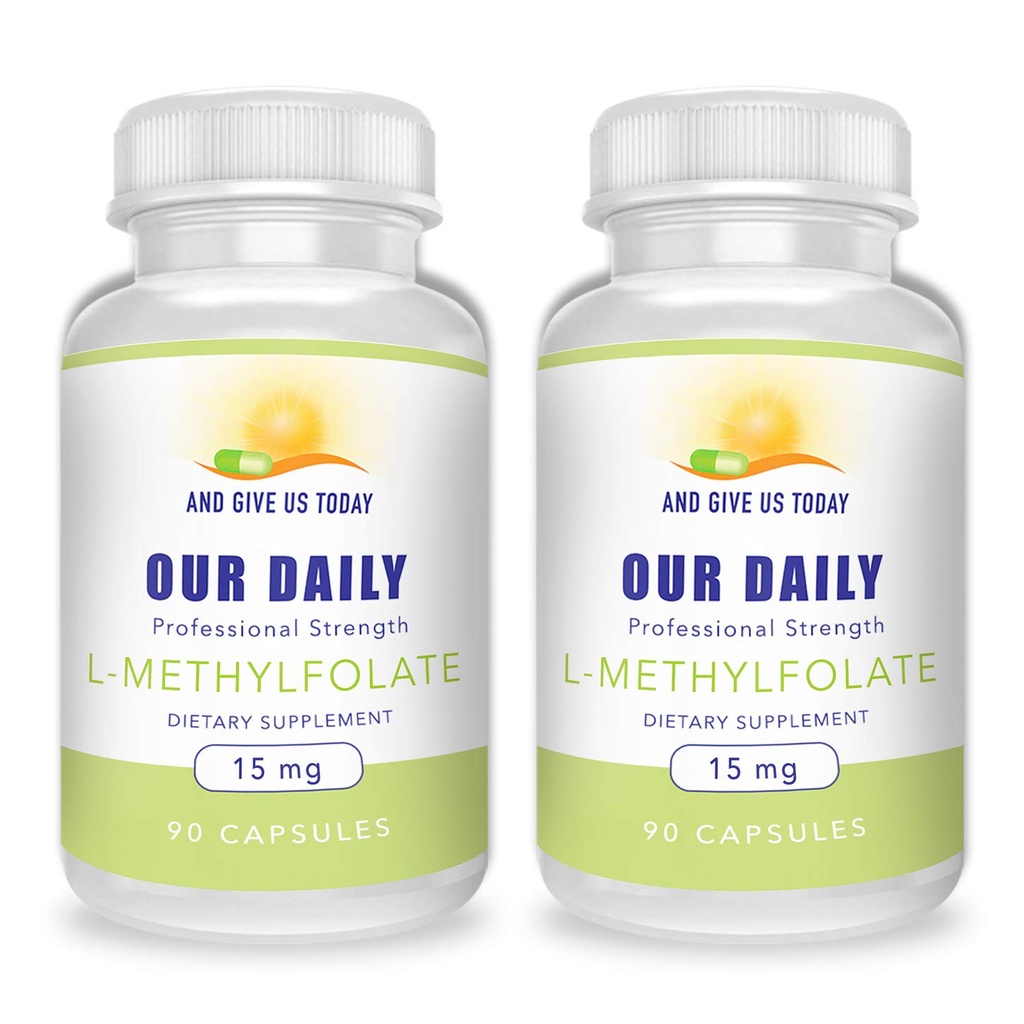 UND GIVE US TODAY UNSERE DAILY L-Methylfolat 15mg (2 Flaschen) - 180 Kapseln - Professional Strength Active Methyl Folate - 5-MTHF Supplement - Non GMO, Glutenfrei, Keine Füllstoffe