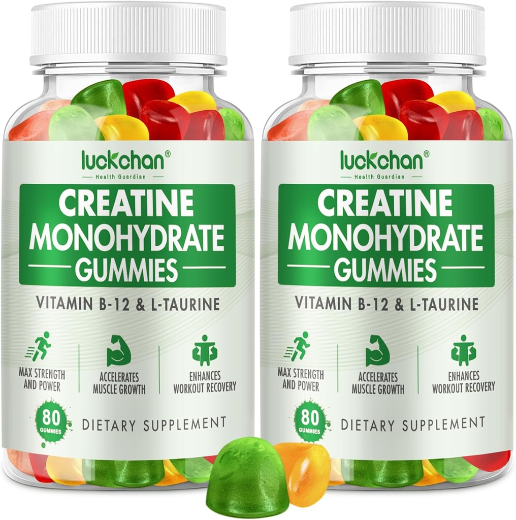 Creatine Monohydrate Gummies 5g - Kreatin für Damen und Herren - Pre Workout Ergänzung für Muskelkraft, Muskelaufbau, Energie Boost Low Sugar Chewable Creatine Gummis 160 Count