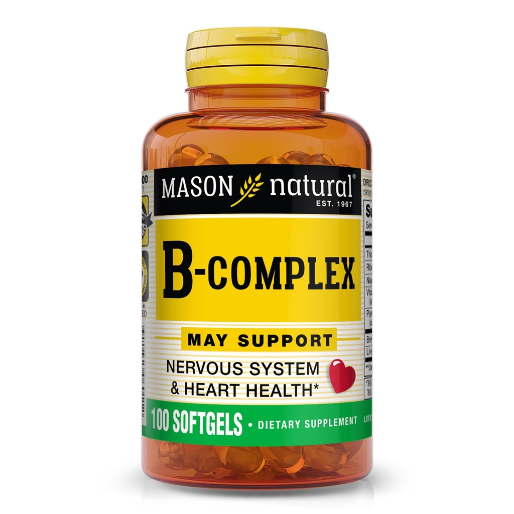 MASON NATURAL Vitamin B,Komplex, 300,Day Supply, für normale Nerve Unterstützung und Energie Stoffwechsel, 100 Softgels (Pack von 3)