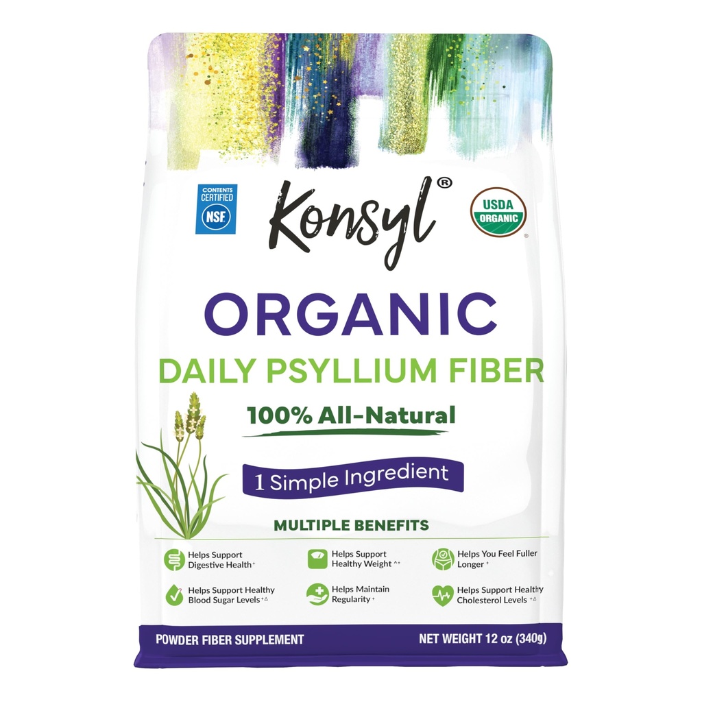 Konsyl Organic Psyllium Husk Pulver, 5g pflanzenbasierte lösliche Faser pro Portion – USDA Organic, Non-GMO, Glutenfrei, Zucker, Vegan, 12 Unze (Pack von 1)