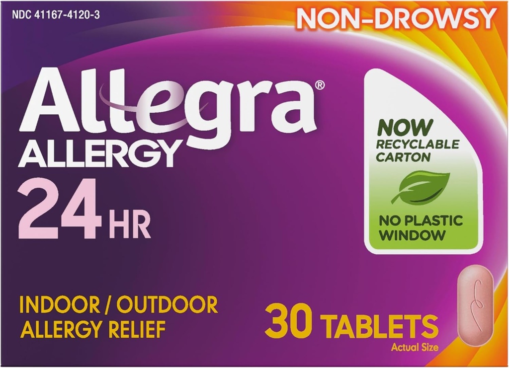 Allegra Adult 24HR Antihistamin, 30 Tabletten, Fast-Acting Allergy Symptom Relief, 180 mg