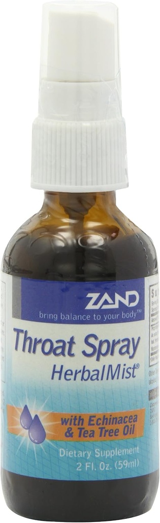 ZAND Immunity HerbalMist Throat Spray Formule apaisante avec Echinacea, Tea Tree, Sage, Elderberry & Peppermint (2oz)