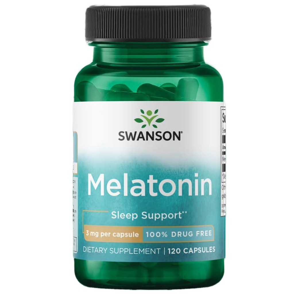 Swanson Melatonine - Supplément à base de plantes - Sommeil et relaxation - (120 gélules, 3 mg chacune)