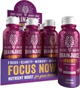 BrainJuice Brain and Immune Support Shot, Glutenfreie Ergänzung Shots für Energie, Fokus, Immunität mit Vitamin D, C B, Alpha GPC & Organic Ginger Root, Huckleberry Hibiscus, 2,5 fl oz, 12 Pack