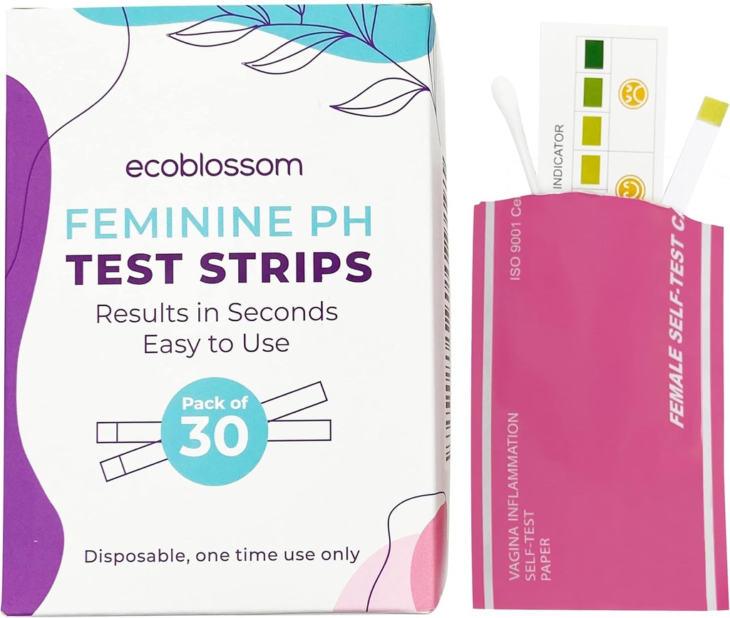 Ecoblossom Vaginal pH-Teststreifen für Frauen - pH-Balance überprüfen - Bacterial Vaginosis BV Behandlung überwachen - verhindern Hefe Infektion UTI - Schnelle genaue Ergebnisse, Individuelle Siegeltasche (30 Zähler)