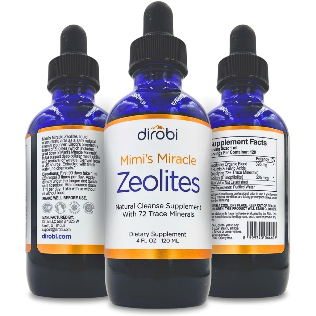 Zéolites miracles de Mimi: Détox métal lourd supplément zéolite gouttes avec 70 minéraux traces pour les adultes et les enfants - soutient la restauration cellulaire, immunitaire et la santé du piège digestif (4 oz bouteille, 60 jours d'approvisionnement)
