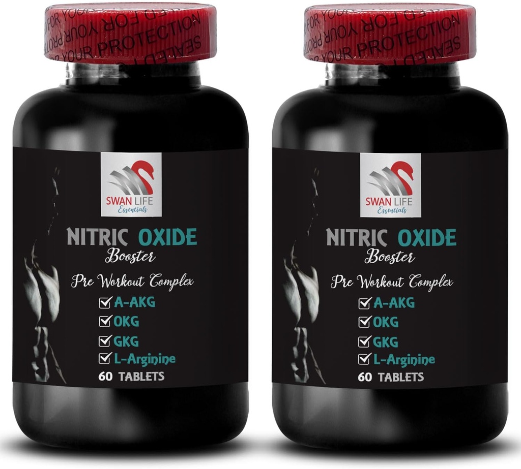 Nitric Oxid Ergänzungen für Männer - NITRIC OXIDE BOOSTER - L-Arginin, Kraftunterstützung, Endurance Booster, Übungsergänzung, Power-Formel, Energiemischung, Trainingsfokus 2 Flaschen 120 Tabletten